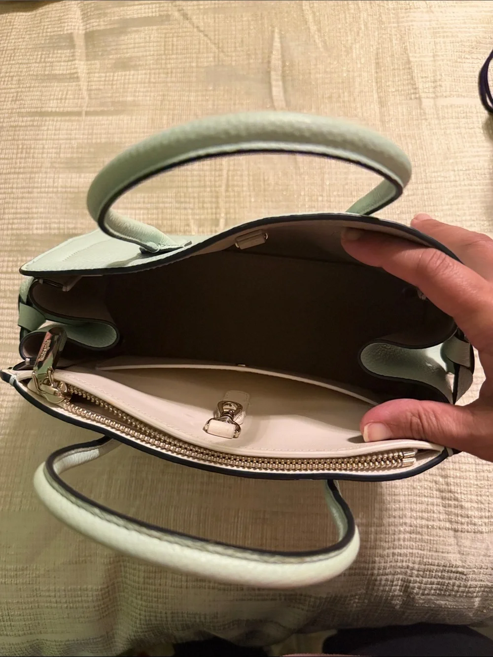 kate spade mint green pebbled leather satchel